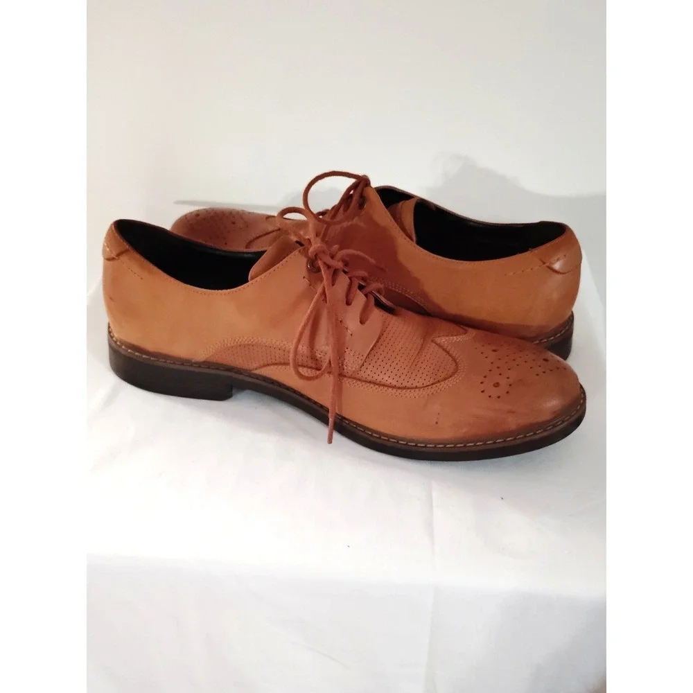Rockport Men 13 Brown Leather Derby  TruTech Heel Comfort Old Money Dress Shoes